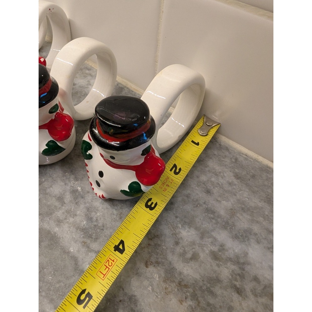 Set of 6 Vintage Ceramic Jolly Snowmen w Napkin Holders, Made In The Philippines - Picture 5 of 14